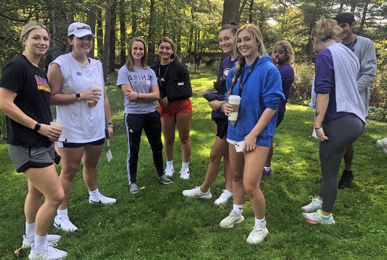 Students stand at Quarry Farm as part of the annual Mountain Day tradition